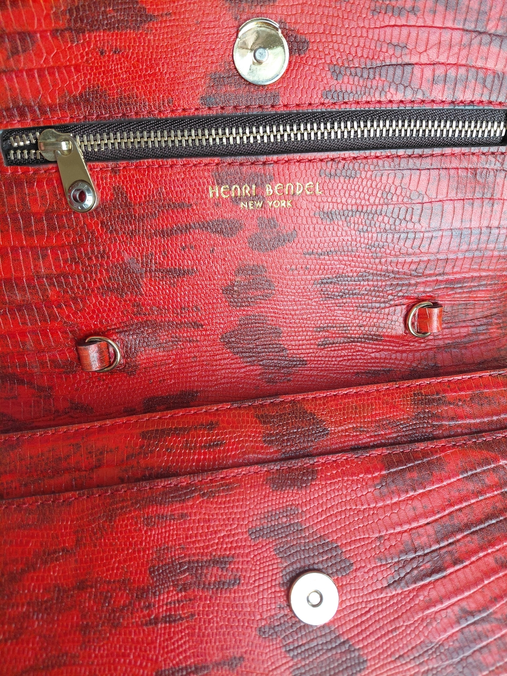 Henri Bendel Vintage Reddish Croc-Embossed Leather Clutch/Crossbody - Picture 8 of 11